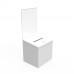 FixtureDisplays® White Metal Donation Box Suggestion Fund-Raising Collection Charity Ballot Box w/ A4 Acrylic Header 10918WHITE